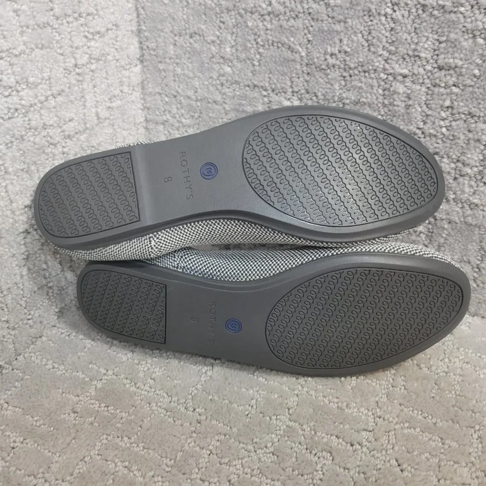 Rothy's Black & White Knit Flats with Blue and Yellow Trim